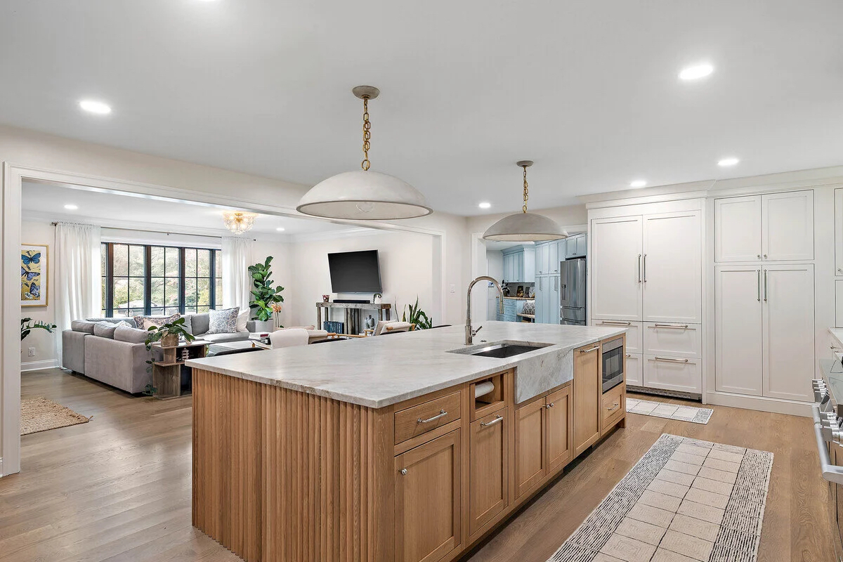 Open-concept kitchen and living electrical